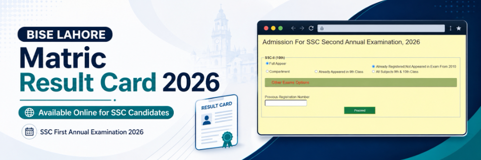 BISE Lahore Matric Result Card 2026 Available Online for SSC Candidates